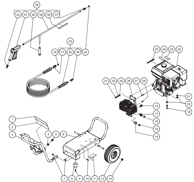 MITM JP-4004-1MRB pressure washer parts and manual